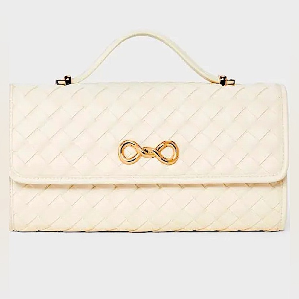 A New Day White Faux Leather Woven Clutch - NWT